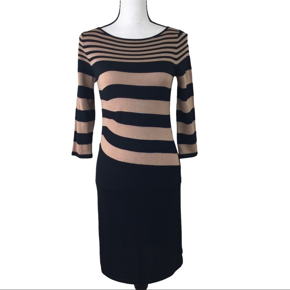 Ann Taylor Petite Sweater Dress. Black/Tan. Sz. S
